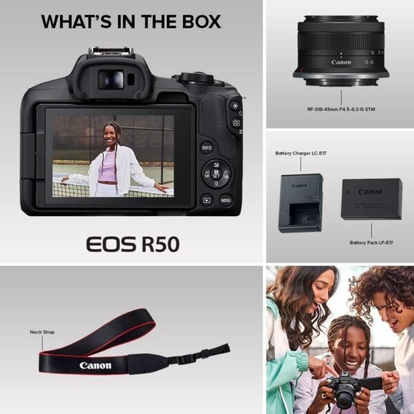 Canon EOS R50 Mirrorless Camera RF-S18-45mm F4.5-6.3 is STM Lens Kit, 24.2 Megapixel CMOS (APS-C) Sensor, 4K Video, Hybrid Camera, Photo and Video, Vlogging, Content Creator, RF Mount, Black - Image 8