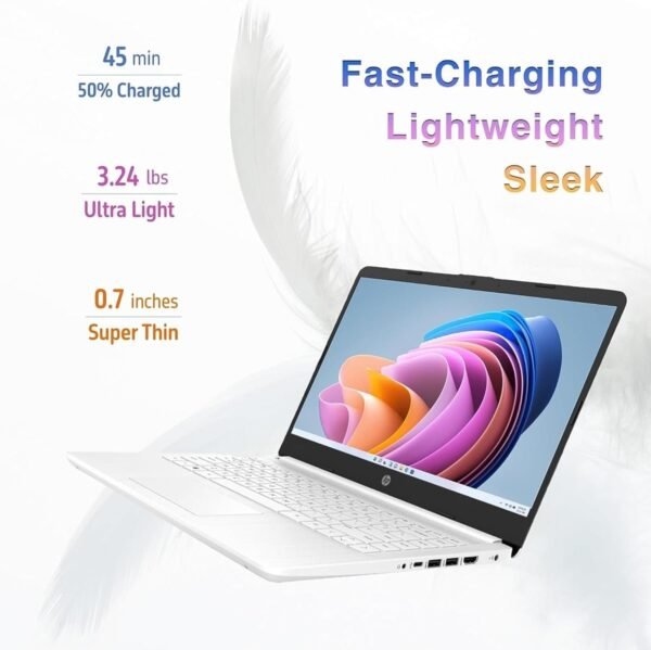 HP New 14" HD Ultral Light Thin Laptop, Quad-Core Intel Celeron Processor, 16GB RAM, 320GB (64GB eMMC+ 256GB Card), Wi-Fi, Upto 11 Hours, Windows 11 S + 1 Year Office 365+HubxcelAccessory, White - Image 6