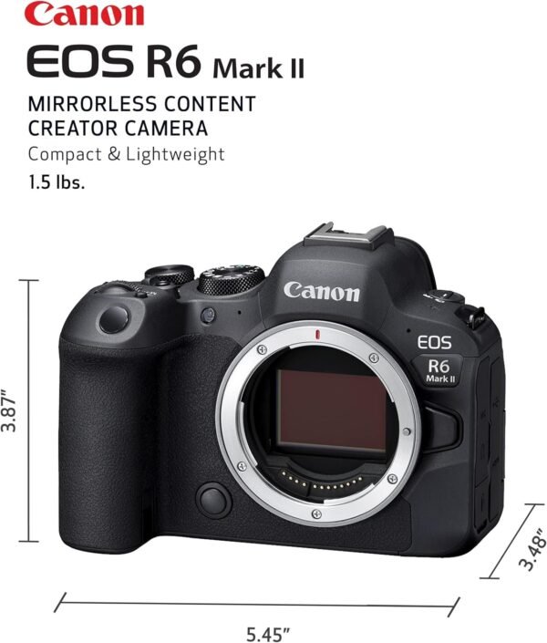 Canon EOS R6 Mark II Mirrorless Camera (Body Only), Full-Frame Camera, 24.2 Megapixel CMOS Sensor, Photo and Video Capabilities, Black - Image 3