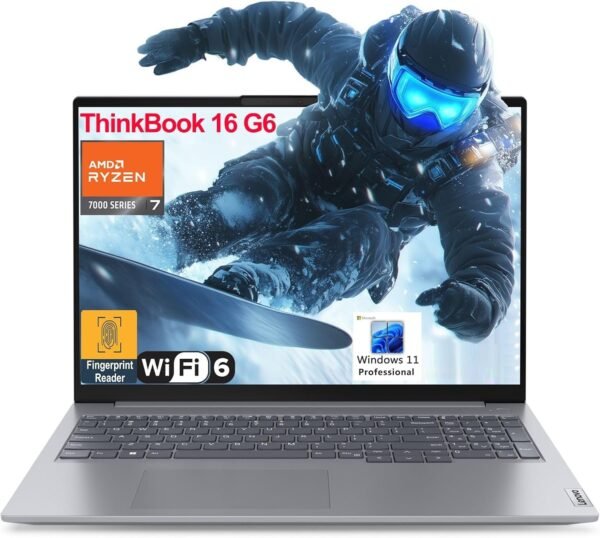 Lenovo ThinkBook 16 G6 16" FHD+ Laptop Computer, AMD Octa-Core Ryzen 7 7730U (Beat i7-1355U), 64GB DDR4 RAM, 2TB PCIe SSD, WiFi 6, Bluetooth 5.3, Type-C, Fingerprint Reader, Windows 11 Pro, AZ-XUT