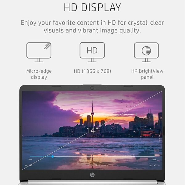 HP New 14" HD Ultral Light Thin Laptop, Quad-Core Intel Celeron Processor, 16GB RAM, 320GB (64GB eMMC+ 256GB Card), Wi-Fi, Upto 11 Hours, Windows 11 S + 1 Year Office 365+HubxcelAccessory, White - Image 4