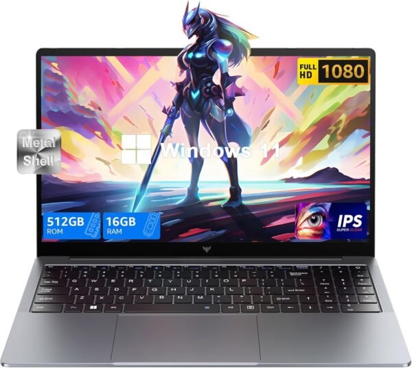 Gaming Laptop, 2025 Laptop with Intel Quad-Core Processor(Up to 3.6GHz), 16GB DDR4 512GB SSD Laptop Computer, Windows 11 Laptop, 15.6" IPS 1080P, Metal Shell, USB3.2, Long Battery Life