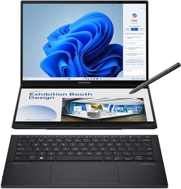 ASUS Zenbook Duo Laptop, Dual 14” OLED 3K 120Hz Touch Display, Intel Evo Certified, Intel Core Ultra 9 285H, Intel Arc Graphics, 32GB RAM, 1TB SSD, Windows 11, Inkwell Gray, UX8406CA-PS99T