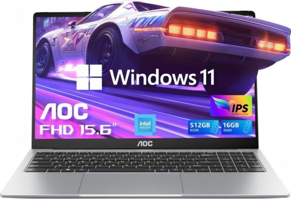 AOC Laptop Computer 16GB RAM 512GB SSD Gaming Laptops 15.6 Inch FHD Screen Premium Laptop (Up to 3.6GHz) Windows 11 Laptop Computer, Light&Thin, Metal Shell, Webcam, Type-C, USB3.2