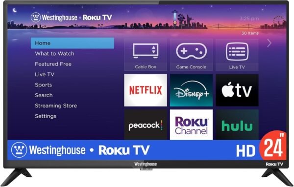 Westinghouse Roku TV - 24 Inch Smart Television, 720P LED HD with Wi-Fi Connectivity and Mobile App, Flat Screen Compatible with Apple Home Kit, Alexa and Google Assistant