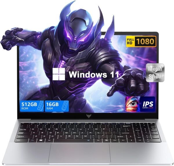 2025 Gaming Laptop, Laptop Computer with Intel N150 Quad-Core Processor(Up to 3.6GHz), 16GB DDR4 512GB SSD, Windows 11 Laptop, 15.6" IPS 1080P, Metal Shell, USB3.2, Long Battery Life