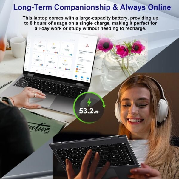 jumper 2 in 1 Laptop, 16 inch Convertible Laptop Computer with IPS FHD 360 Degree Touchscreen, 640GB Storage, 16GB RAM, Fingerprint Reader, Backlit Keyboard, Celeron N5095, 53.2WH - Image 7