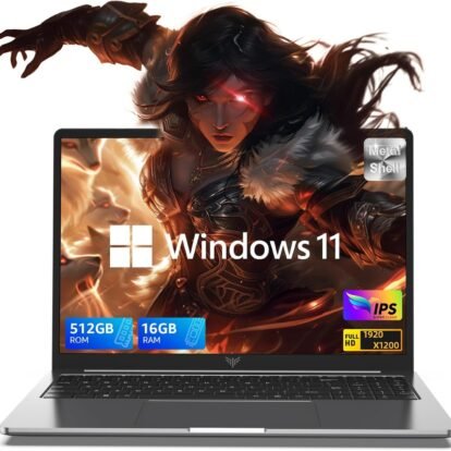 16.0-inch Gaming Laptop, 2025 16GB DDR4 512GB SSD laptop, Windows 11 Laptop with Intel 12th Quad-Core Processor(Up to 3.6GHz), 1920P FHD Display, Metal Shell, WiFi 6, USB3.2, Type_C, Long Battery Life