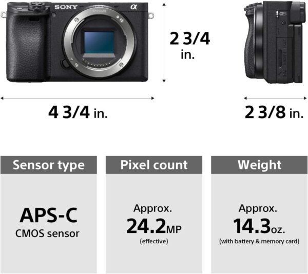 Sony Alpha a6400 Mirrorless Camera: Compact APS-C Interchangeable Lens Digital Camera with Real-Time Eye Auto Focus, 4K Video & Flip Up Touchscreen - E Mount Compatible Cameras - ILCE-6400/B Body - Image 3