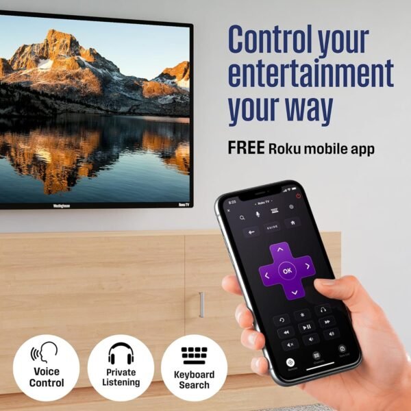 Westinghouse Roku TV - 24 Inch Smart Television, 720P LED HD with Wi-Fi Connectivity and Mobile App, Flat Screen Compatible with Apple Home Kit, Alexa and Google Assistant - Image 3