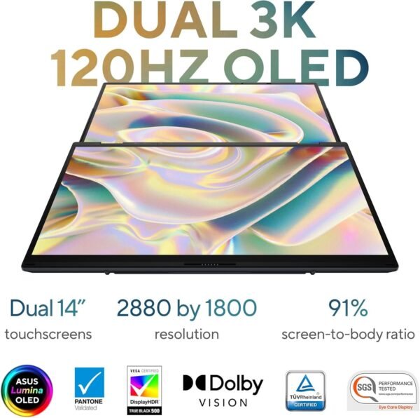 ASUS Zenbook Duo Laptop, Dual 14” OLED 3K 120Hz Touch Display, Intel Evo Certified, Intel Core Ultra 9 285H, Intel Arc Graphics, 32GB RAM, 1TB SSD, Windows 11, Inkwell Gray, UX8406CA-PS99T - Image 5