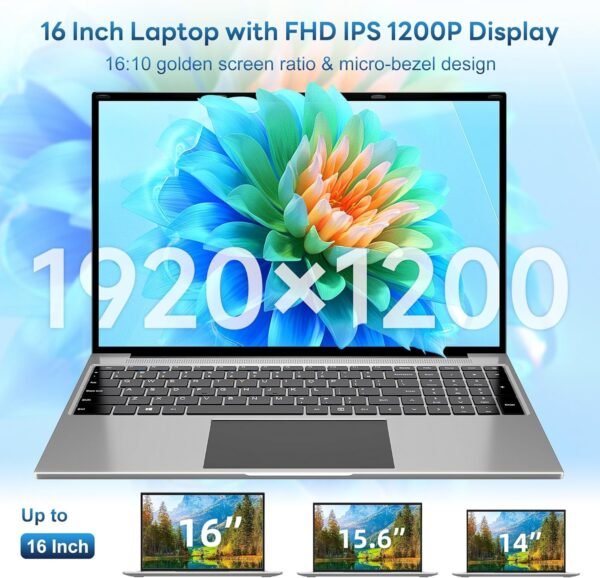 jumper Laptop Computer, 16 Inch FHD FHD 1920x1200 Display, 12th N95 CPU(Up to 3.4GHz), Laptops with 16GB RAM, 1152GB Storage, 38WH Battery, 2 Speakers, HDMI. - Image 3